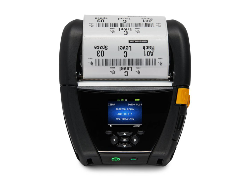 Zebra zq630 plus rfid mobile dt label printer zq63-ruwae14-00 4-inch 203dpi Wi-Fi 5 bluetooth USB rs-232 ip54 black-null