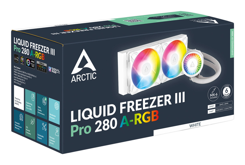 Arctic liquid freezer III pro 280 a-rgb white 280mm aio CPU cooler dual 140mm p14 pro fans vrm fan copper-null