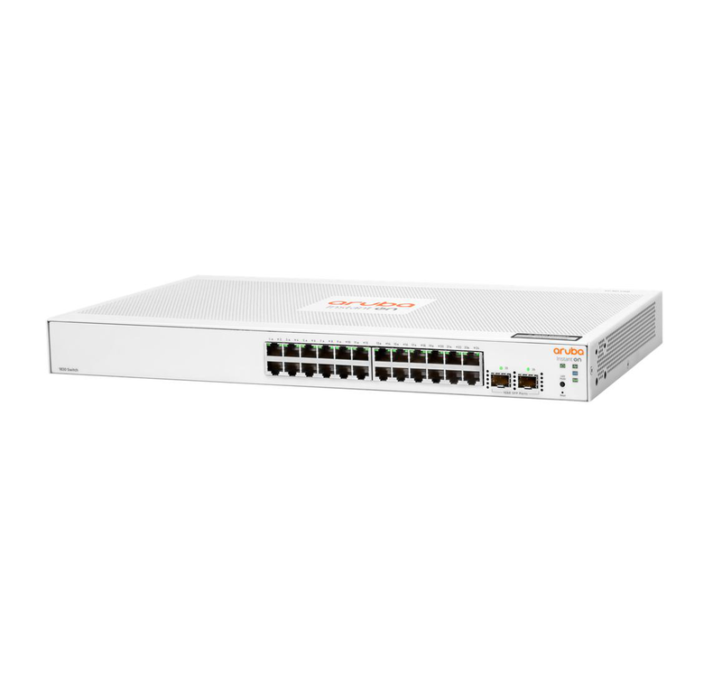 Hpe networking instant on 1830 jl812a 24-port gigabit smart-managed switch with 2x 1g sfp uplinks fanless non-poe white, , medium-null