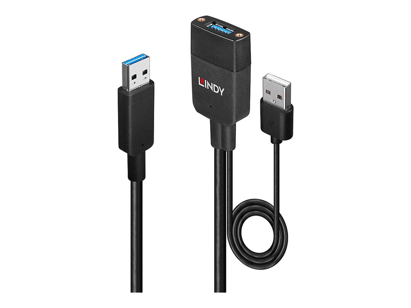 Lindy hybrid - USB extension cable - USB type a (m) to USB, USB type a - USB 3.2 Gen 2 - 35 m - black-null