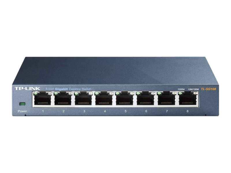 Tp-link tl-sg108 8-port gigabit unmanaged metal desktop switch plug and play fanless-null