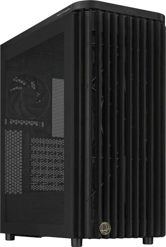 Asus proart pa401 wood edition atx mid tower pc case mesh panel fsc wood front dual 160mm fans black-null