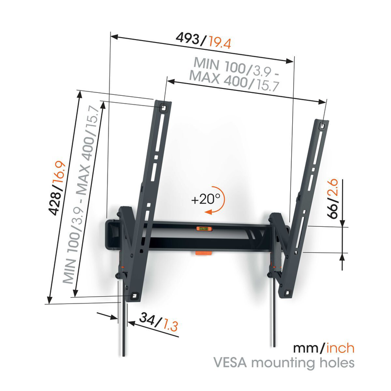 Vogels TVm3413 tilt TV wall mount 32-65&rdquo; black, , medium-null