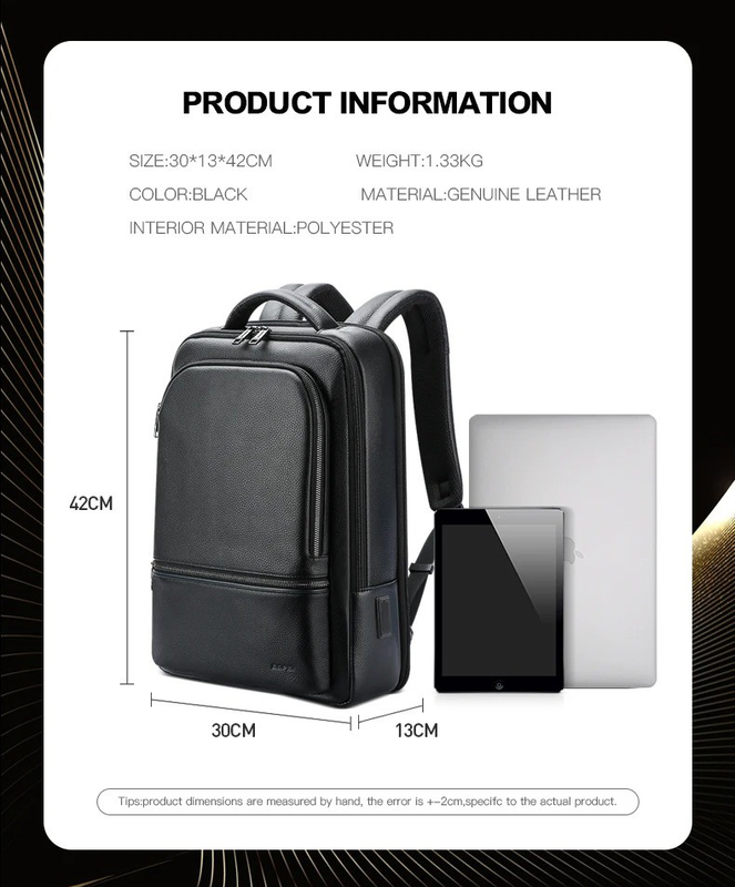 Bopai kuma leather business laptop backpack, , medium-null