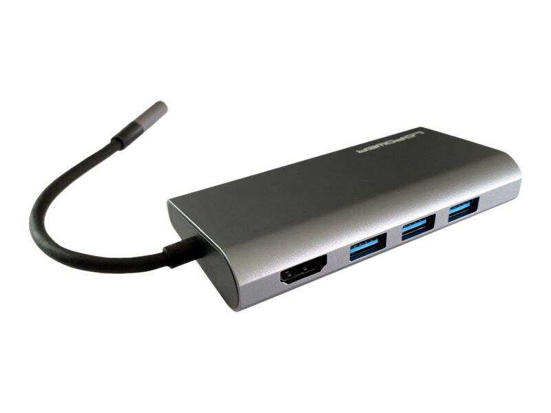 Lc-power lc-hub-c-multi-5 USB-c hub 4k HDMI gigabit ethernet 100w pd 3x USB 3.0 5GBps sd microsd anthracite-null