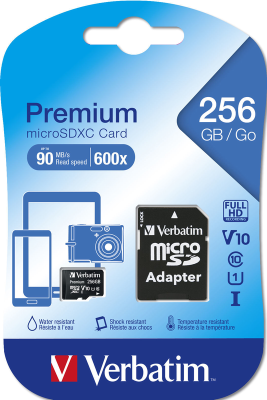 Verbatim premium microsdxc with adapter 256GB class 10/uhs-i &ndash; 44087, , medium-null