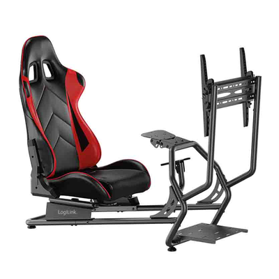 Eo0065 racing simulator cockpit with monitor mount for 32-50″ red/black logilink, , medium