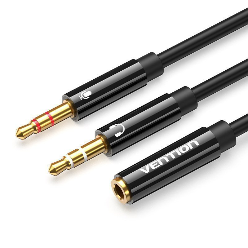 Vention audio 3.5mm f to 2&times;3.5mm m splitter cable 0.3m bbtby, , medium-null