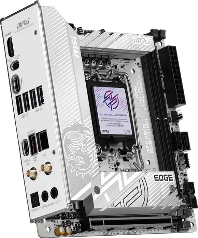 Msi mpg b860i edge ti Wi-Fi mini-itx motherboard lga 1851 intel b860 ddr5 pcie 5.0 thunderbolt 4 Wi-Fi 7 white-null