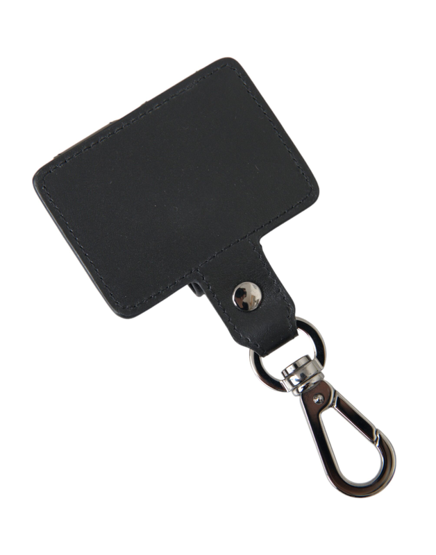 Black plain leather silver metal AirPods case-null