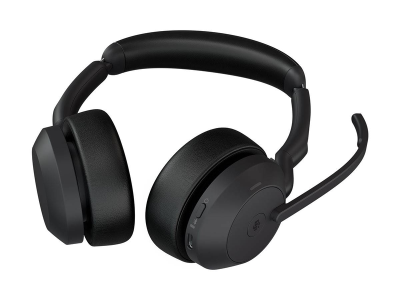 Jabra evolve2 55 ms stereo wireless on-ear headset anc bluetooth 5.2 USB-a link 380a charging stand microsoft teams black-null