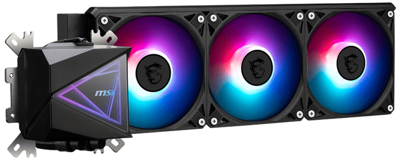Msi mag coreliquid i360 argb aio liquid CPU cooler 360mm 3x120mm argb fans intel lga1851 AMD am5 black-null