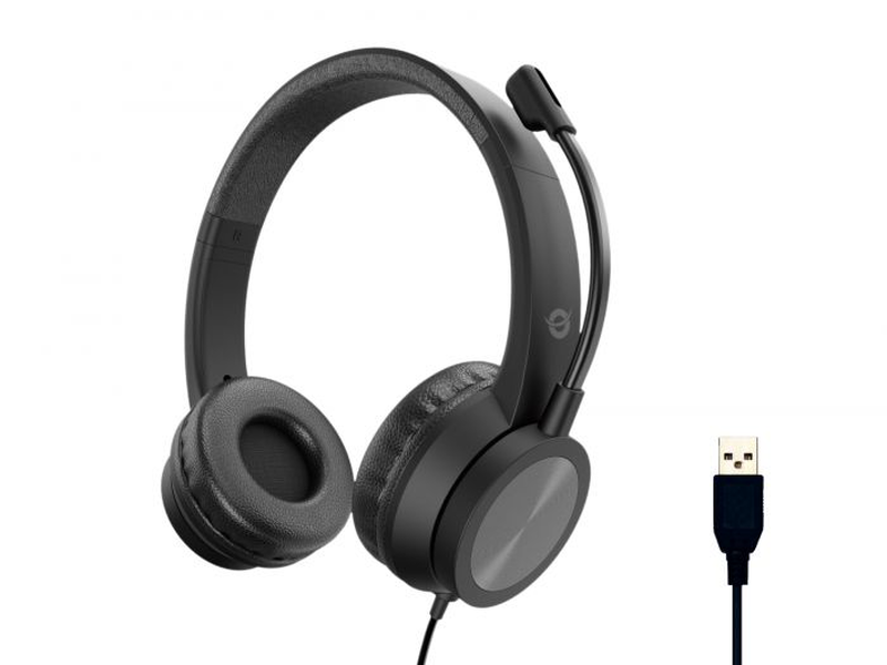 Conceptronic stereo USB-a headset noise reduction microphone-null