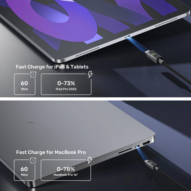 Unitek USB-c cable pd60w braided with display 2.0m c14158a-2m, , medium-null
