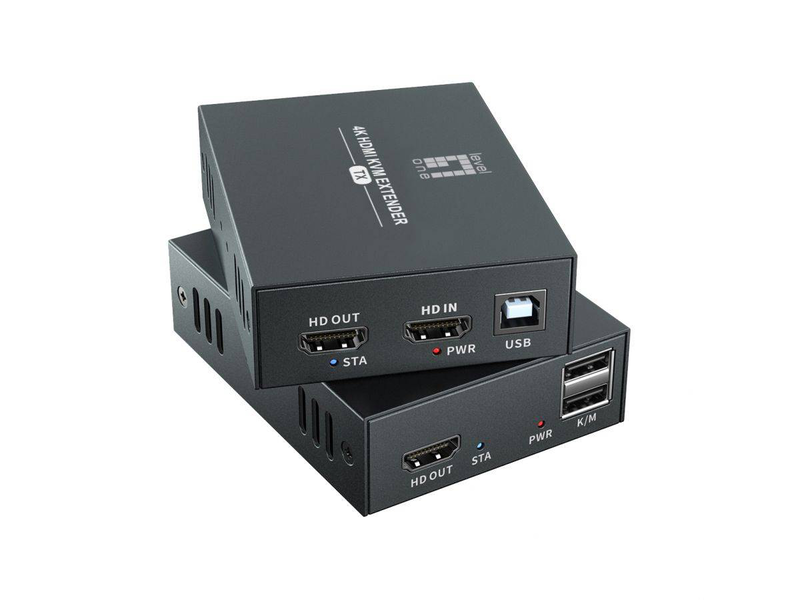 Levelone hve-8111, HDMI over cat.6 extender kit 4k,100 meter, USB extension, , medium-null
