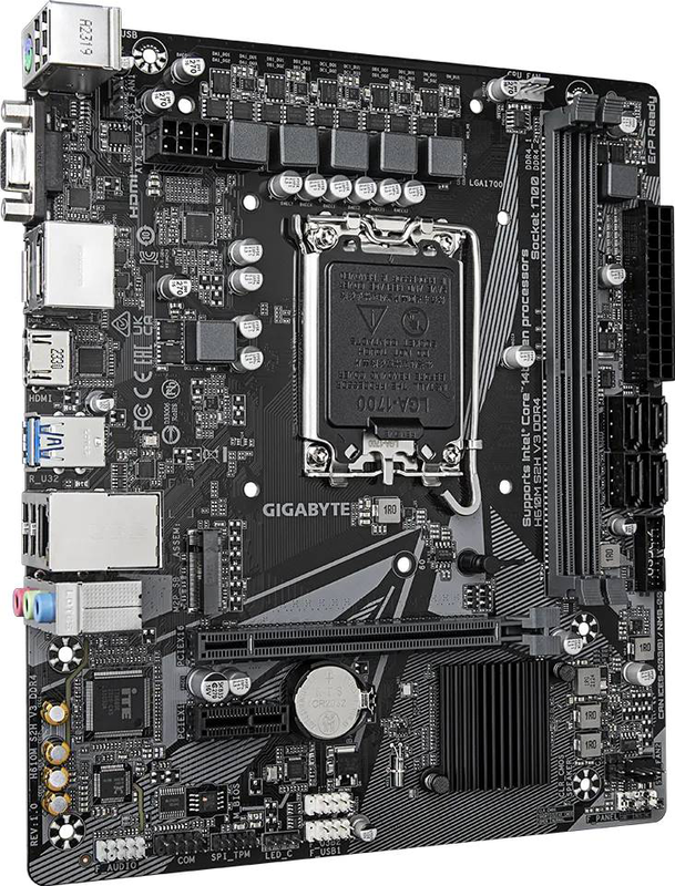 Gigabyte h610m s2h v3 ddr4 micro-atx motherboard lga 1700 intel h610 pcie 4.0 x16 m.2 dual dp HDMI vga gbe black-null
