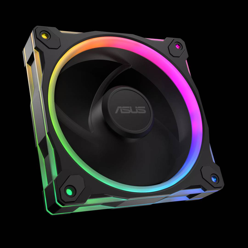 Asus prime mr120 argb reverse 120mm pwm case fan triple pack 1600rpm 58cfm 20 addressable rgb leds black-null