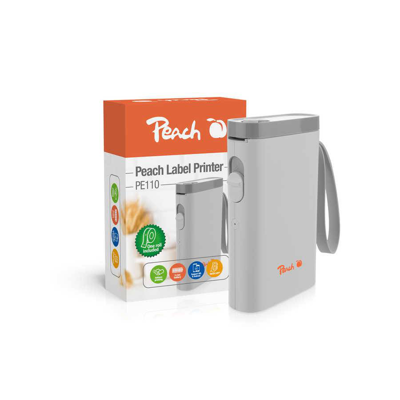 Peach pe110-w portable label printer | 203 dpi | bluetooth | USB-c | white, , medium-null