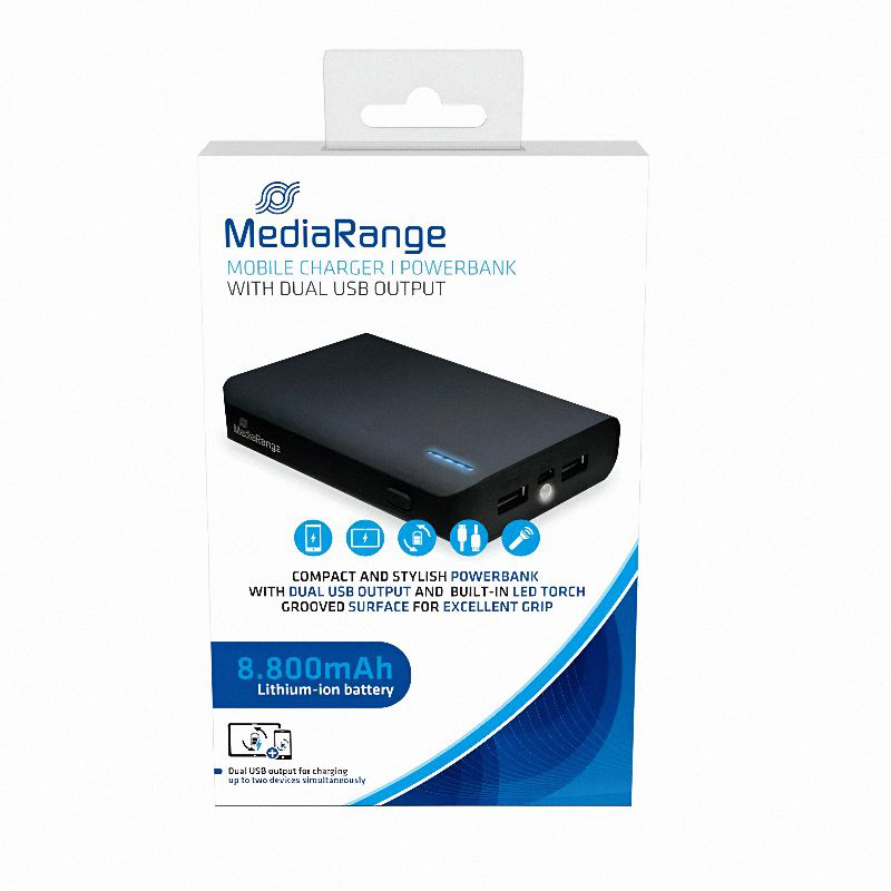 Mediarange power bank 8.800mAh &mu;&epsilon; 2 &theta;ύ&rho;&epsilon;&sigmaf; USB-a, , medium-null
