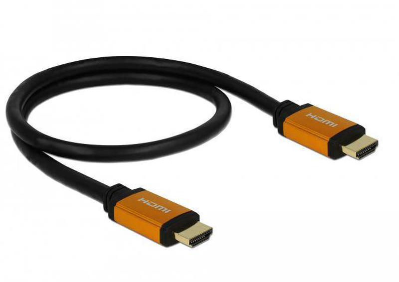 Delock / HDMI cable (m) to HDMI (m) / 50 cm / triple shielded / black, gold / 8k, , medium-null
