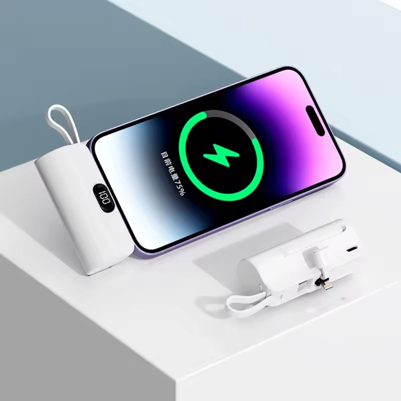 Mini power bank, capsule power phone charger 5000mAh, portable charger for Apple phones image number null