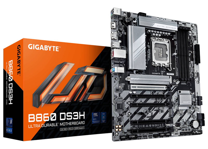 Gigabyte b860 ds3h atx motherboard lga 1851 intel b860 ddr5 pcie 5.0 x16 dual m.2 2.5GBe lan black-null