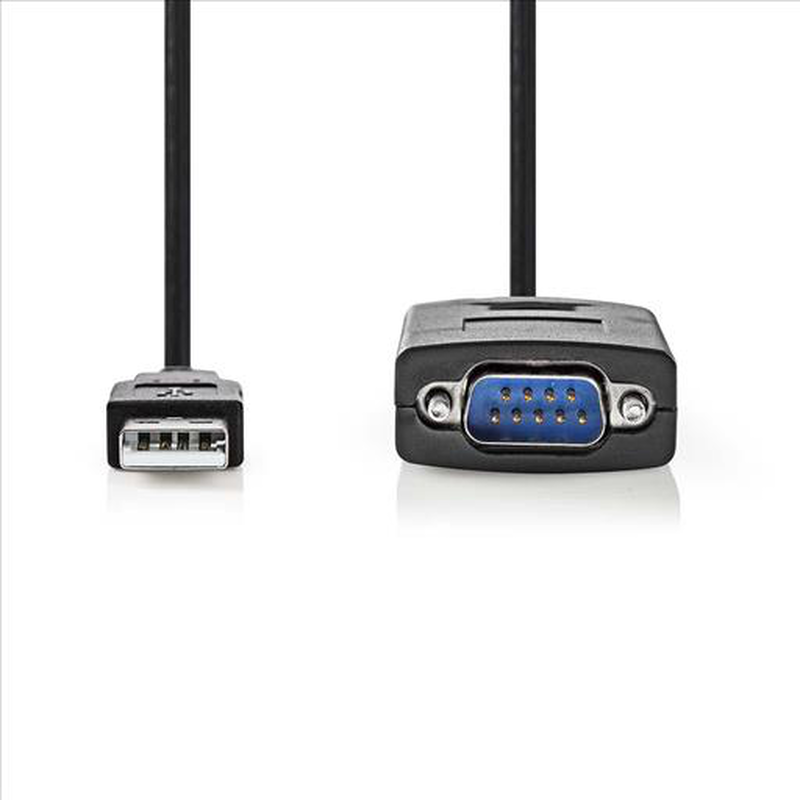 USB a male to rs232 male 0.9m black cable, , medium-null