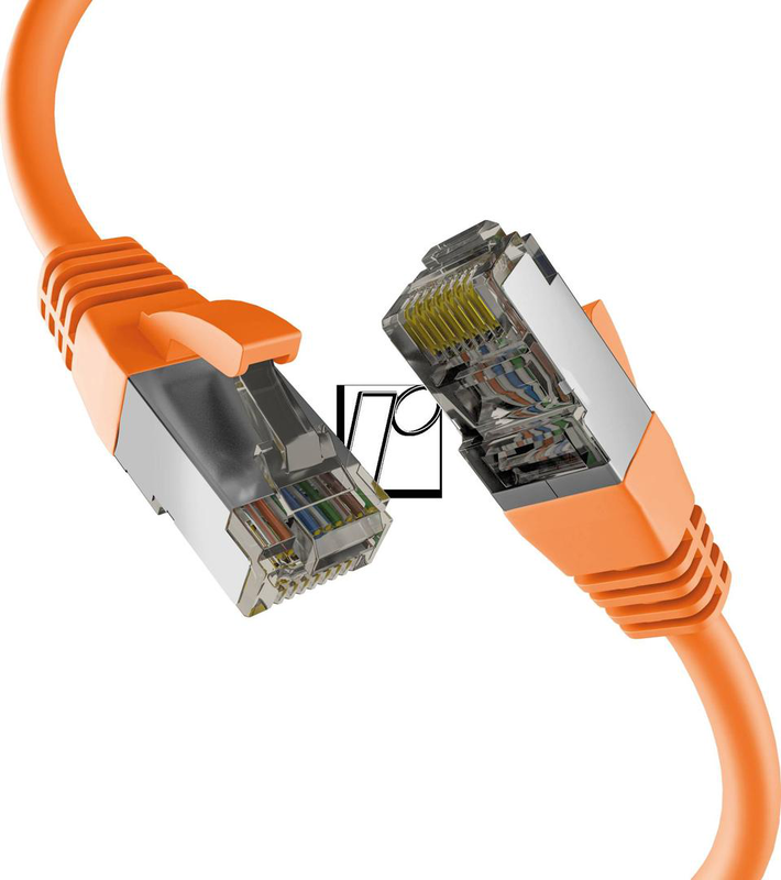 Efb-elektronik / patch cable / rj-45 (m) to rj-45 (m) / 2 m / 6.2 mm / s/ftp, pimf / cat 8.1 / booted, halogen-free, molded, stranded, anti-kink sleeve, 40 gigabit ethernet, pin assignment: 1:1 / orange-null