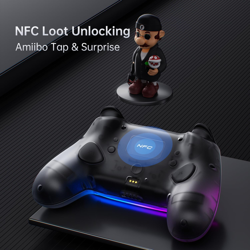 Machenike pc gamepad wireless s3 hall effect joystick, rgb black lghting, auto sleep/wake, 5-level vibration, pc gamepad for pc/ns/ios/android TV with charging dock, , medium-null