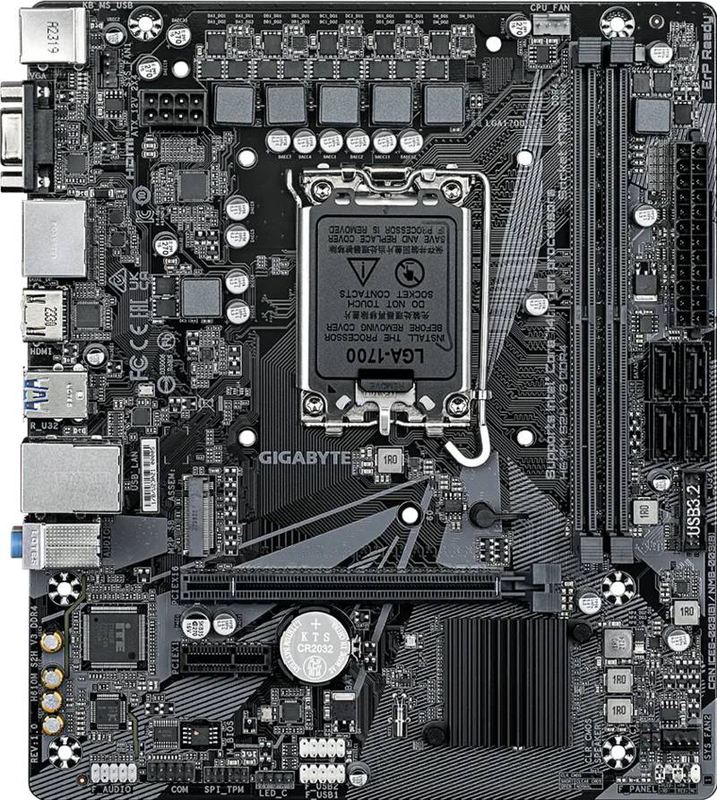 Gigabyte h610m s2h v3 ddr4 micro-atx motherboard lga 1700 intel h610 pcie 4.0 x16 m.2 dual dp HDMI vga gbe black-null