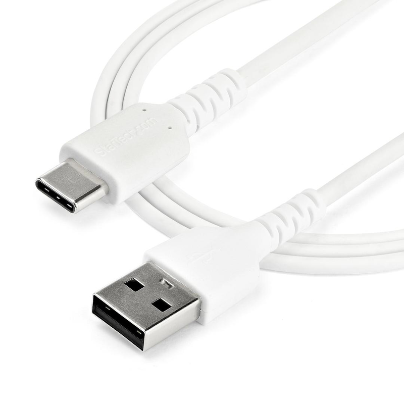 Startech.com 2m USB a to USB c charging cable, durable fast charge & sync USB 2.0 to USB type c data cord, rugged tpe jacket aramid fiber m/m 3a white, samsung s10, s20, ipad pro, pixel - heavy duty and rugged - USB cable - USB (m) straight to 24 pin-null