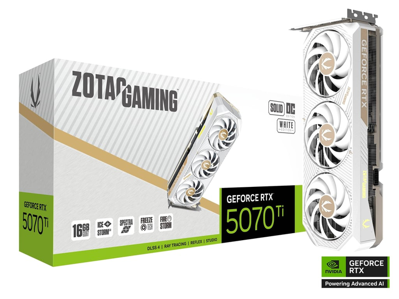 Zotac RTX 5070 ti gaming solid core oc white edition 16GB, , medium-null