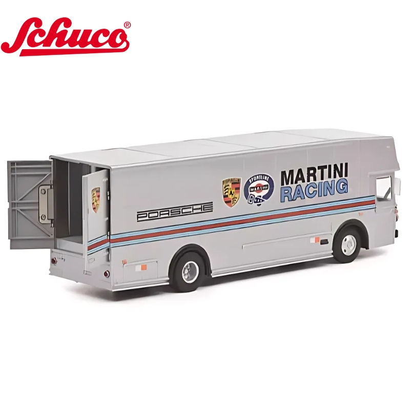 Schuco 1/64 mercedes benz o317 renntransporter martini racing, silver, , medium-null