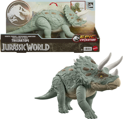 Mattel jurassic world epic evolution gigantic trackers triceraptop figure, , medium