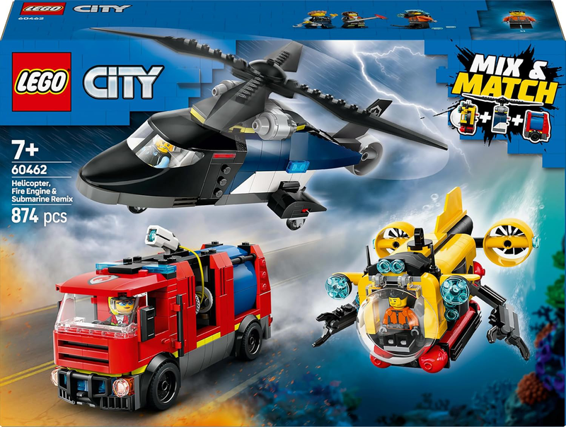 Lego city helicopter, fire truck & submarine remix 60462 &gamma;&iota;&alpha; &eta;&lambda;&iota;&kappa;ί&epsilon;&sigmaf; 7+ 874&tau;&mu;&chi;, , medium-null