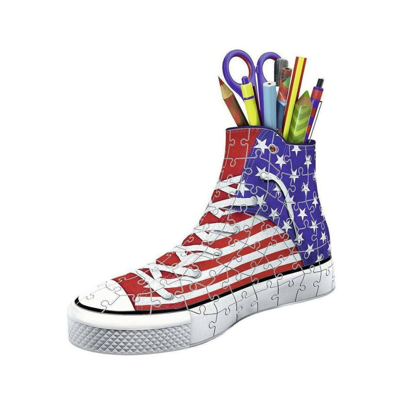 Product image: Ravensburger 3d puzzle παπούτσι sneaker με αμερικάνικη σημαία 108 κομμάτια & λειτουργική μολυβοθήκη, , medium-null