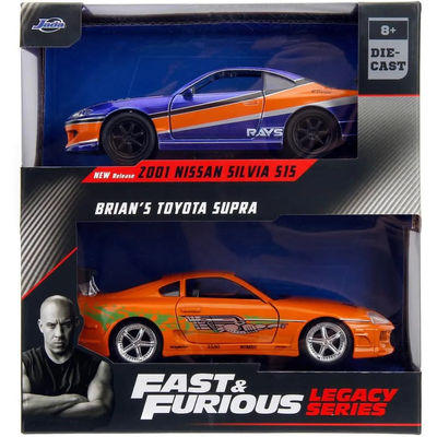 Jada toys 1:32 han nissan silvia s15 & brian toyota supra – fast & furious twin pack 253202017, , medium