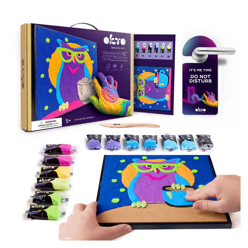 Coloring with clay set by numbers тм окто 29*29 cm owl 20003, , medium-null