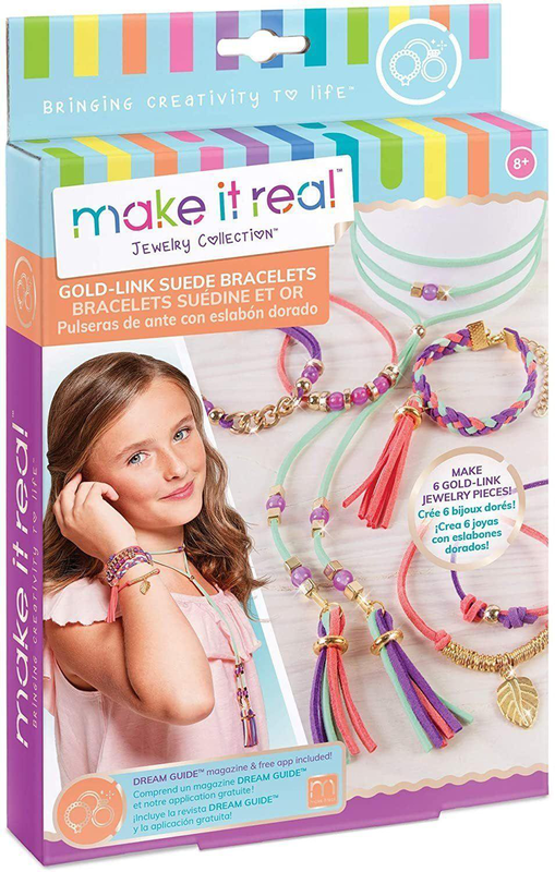 Buy Make it real gold link jewellery suede bracelet choker making kit Jinius