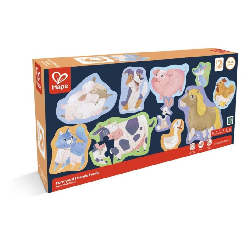Hape happy puzzles wooden puzzle farm animal friends e1648a, , medium-null