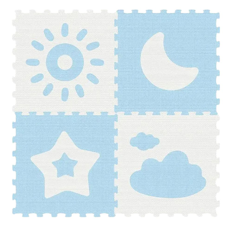 Product image: Sunta κλασσικό χαλάκι παζλ 4 τεμαχίων 60x60x1cm λευκό/μπλέ, , medium-null