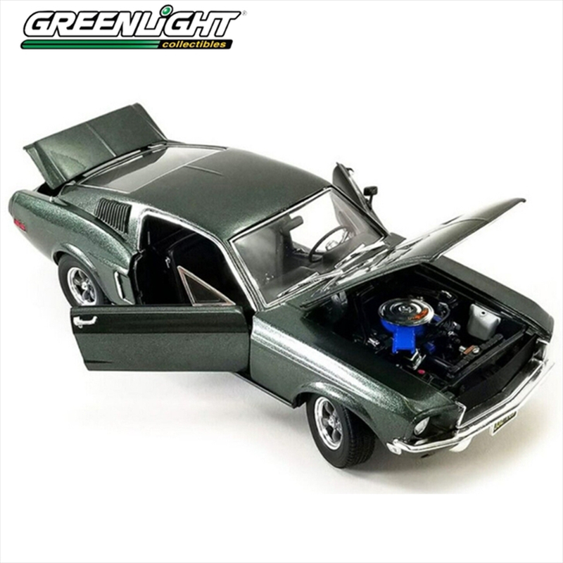 Greenlight 1/18 1968 ford mustang gt fastback, highland green, , medium-null