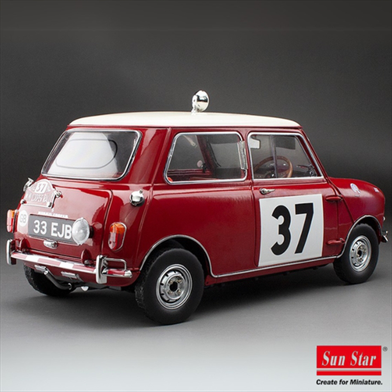 Sunstar 1/12 1964 morris mini cooper s winner monte carlo rally #37, red/white, , medium-null