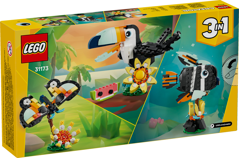 Lego creator wild animals tropical toucan 31173 for ages 7+ 225pcs, , medium-null