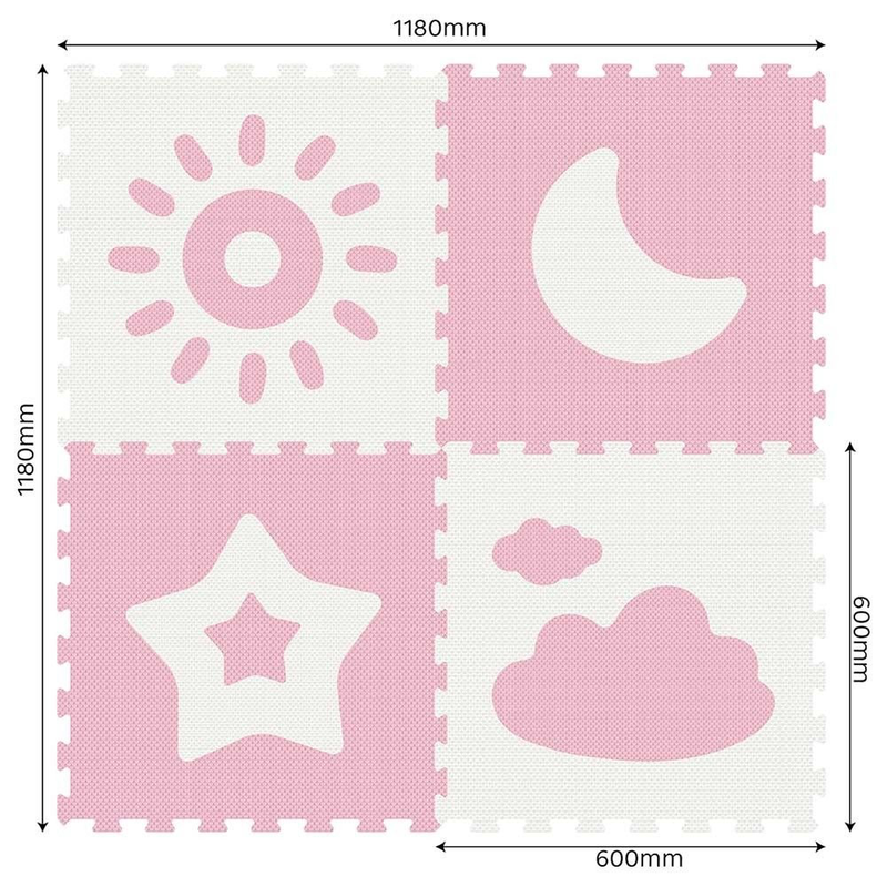 Product image: Sunta κλασσικό χαλάκι παζλ 4 τεμαχίων 60x60x1cm λευκό/ροζ, , medium-null