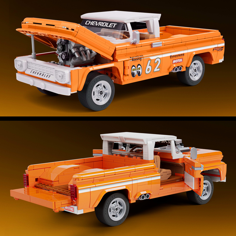 Mattel hot wheels: elite series brick shop - chevrolet custom 62 chevy pickup vehicle jft20, , medium-null