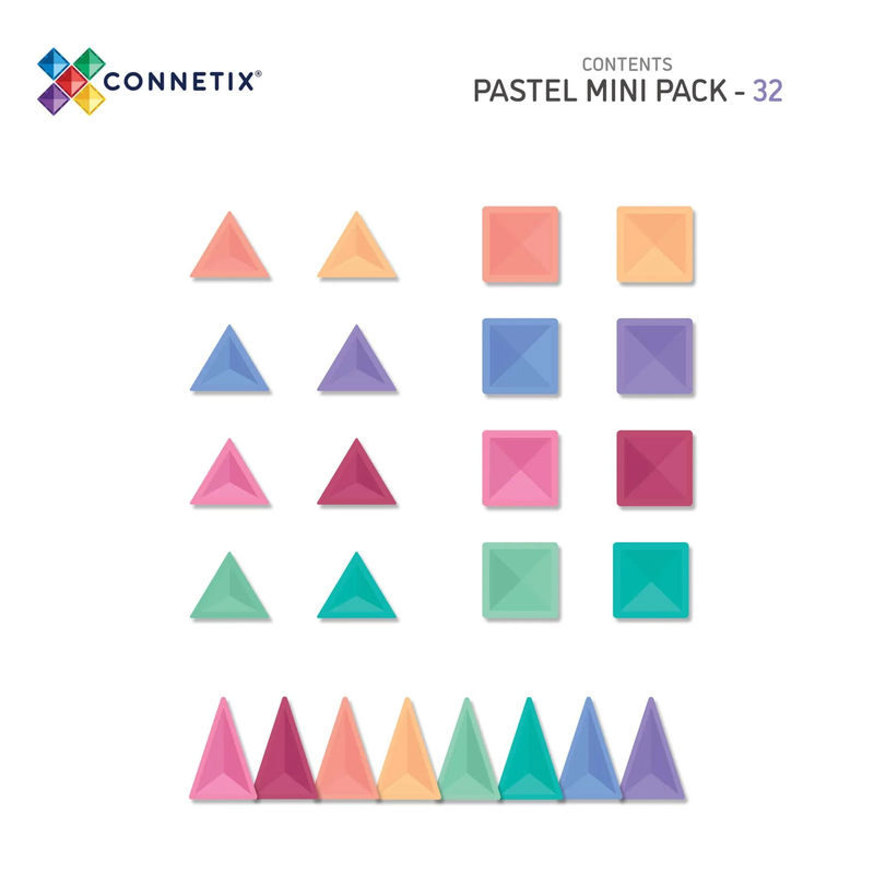 Connetix magnetic tiles pastel mini pack 32 pc, , medium-null