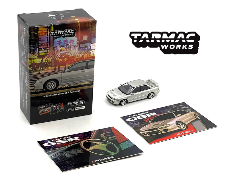 Product image: Tarmac works 1/64 mitsubishi lancer gsr evolution silver special edition with tarmac cards – global64, , medium-null