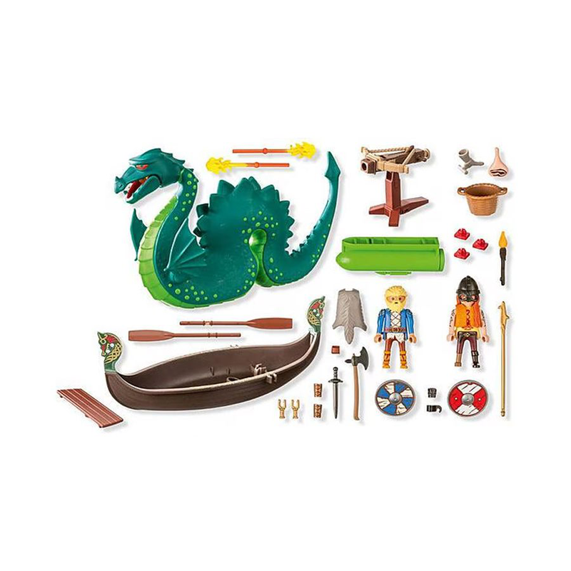Playmobil viking duo boat cannon and sea monster, , medium-null