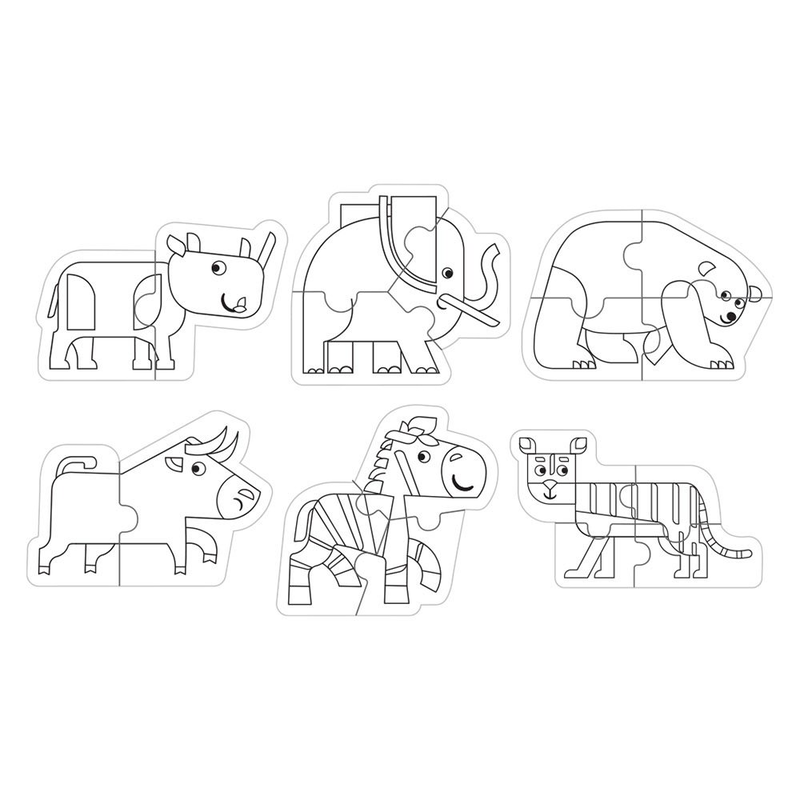 6 shaped puzzles - wild animals, , medium image number null